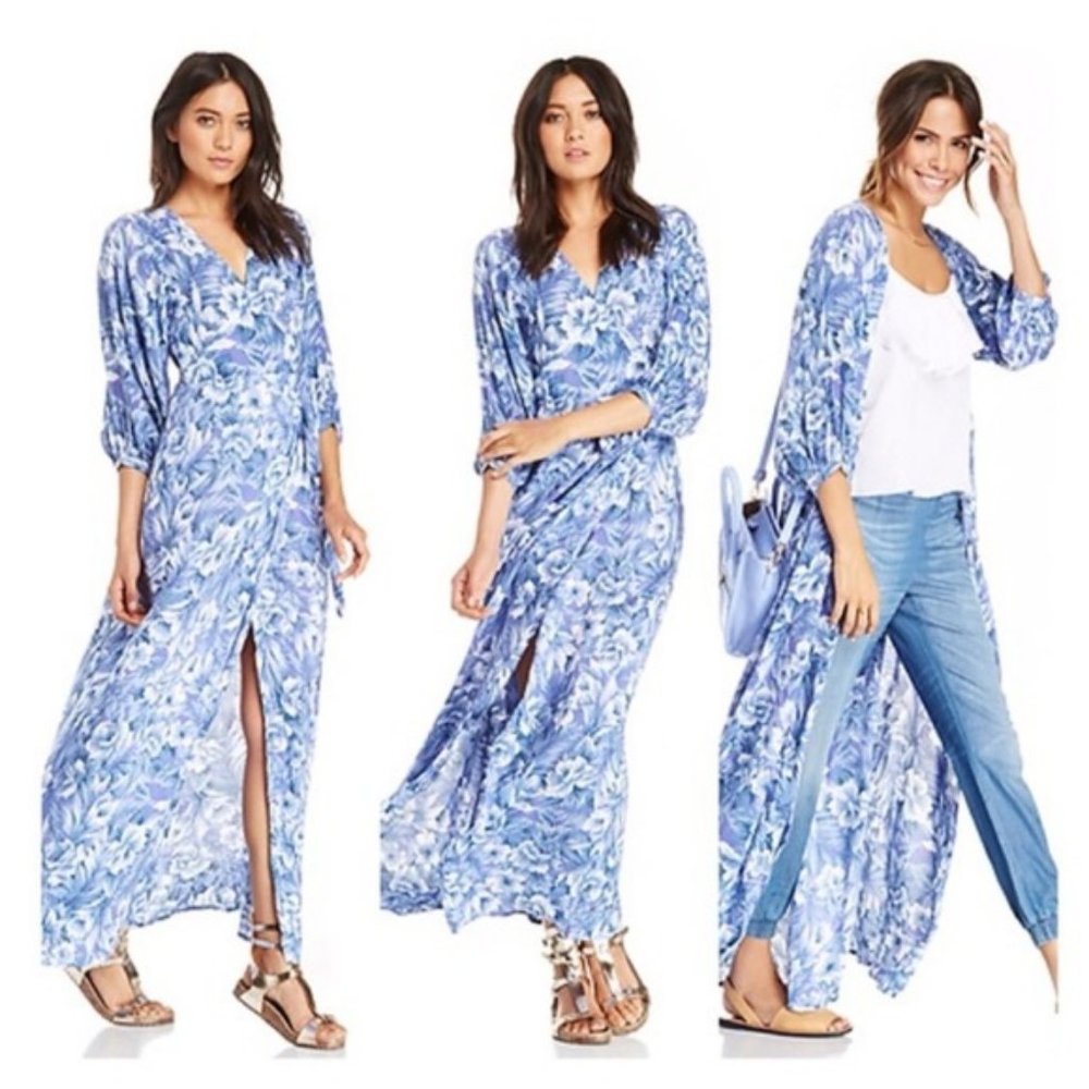 FAITHFULL THE BRAND Bonnie & Clyde Maxi Dress Flipside Print Size Large